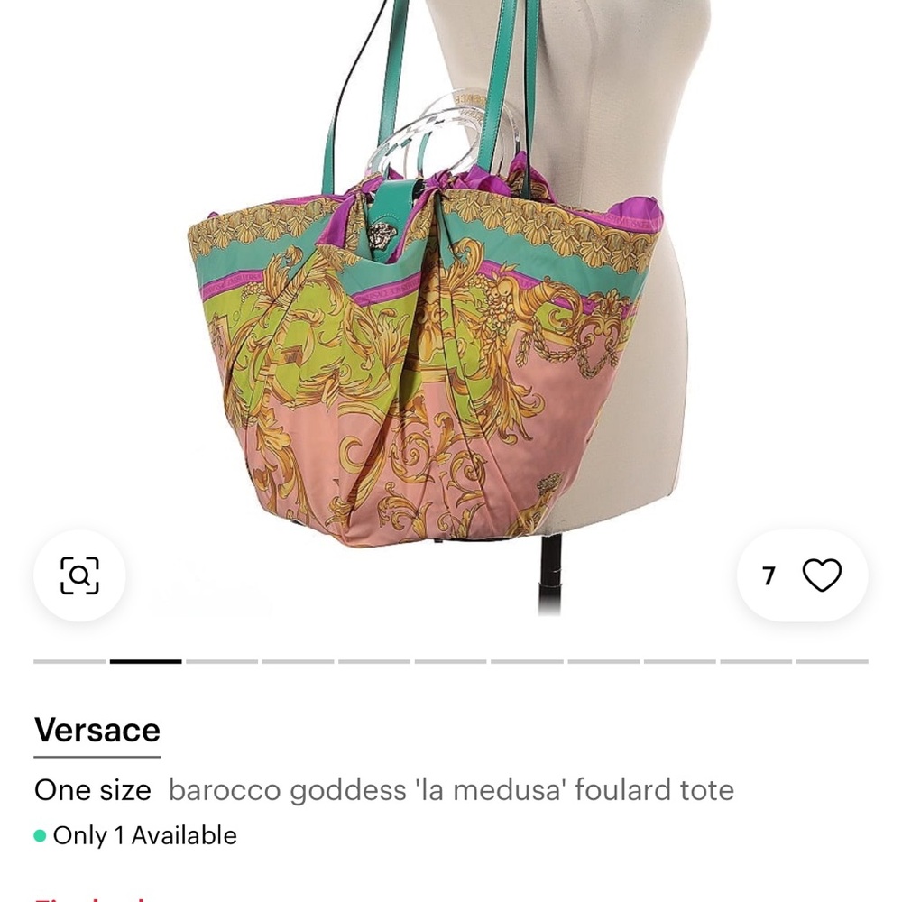 Versace Pink and Green Tote Bag